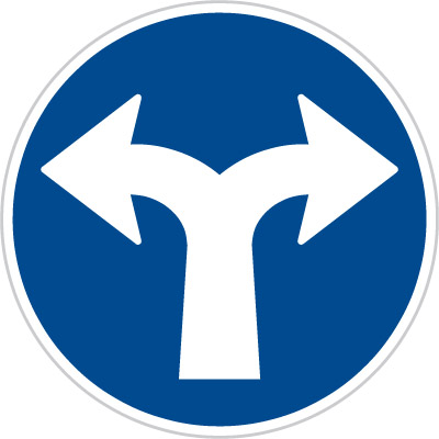 C2f - Přikázaný směr jízdy vlevo a vpravo
