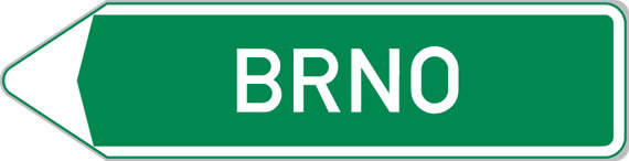 IS1b - Směrová tabule pro příjezd k dálnici vlevo